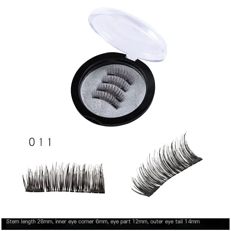 2 pairs 3D Natural Magnetic Eyelashes With 2 Magnetic Lashes With Box Reusable False Eyelashes Portable Makeup Tool