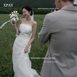 XPAY Simple Mermaid Organza Korea Wedding Dresses Photoshoot Customized Strapless Floor Length Bridal Gowns Garden Bride Dress