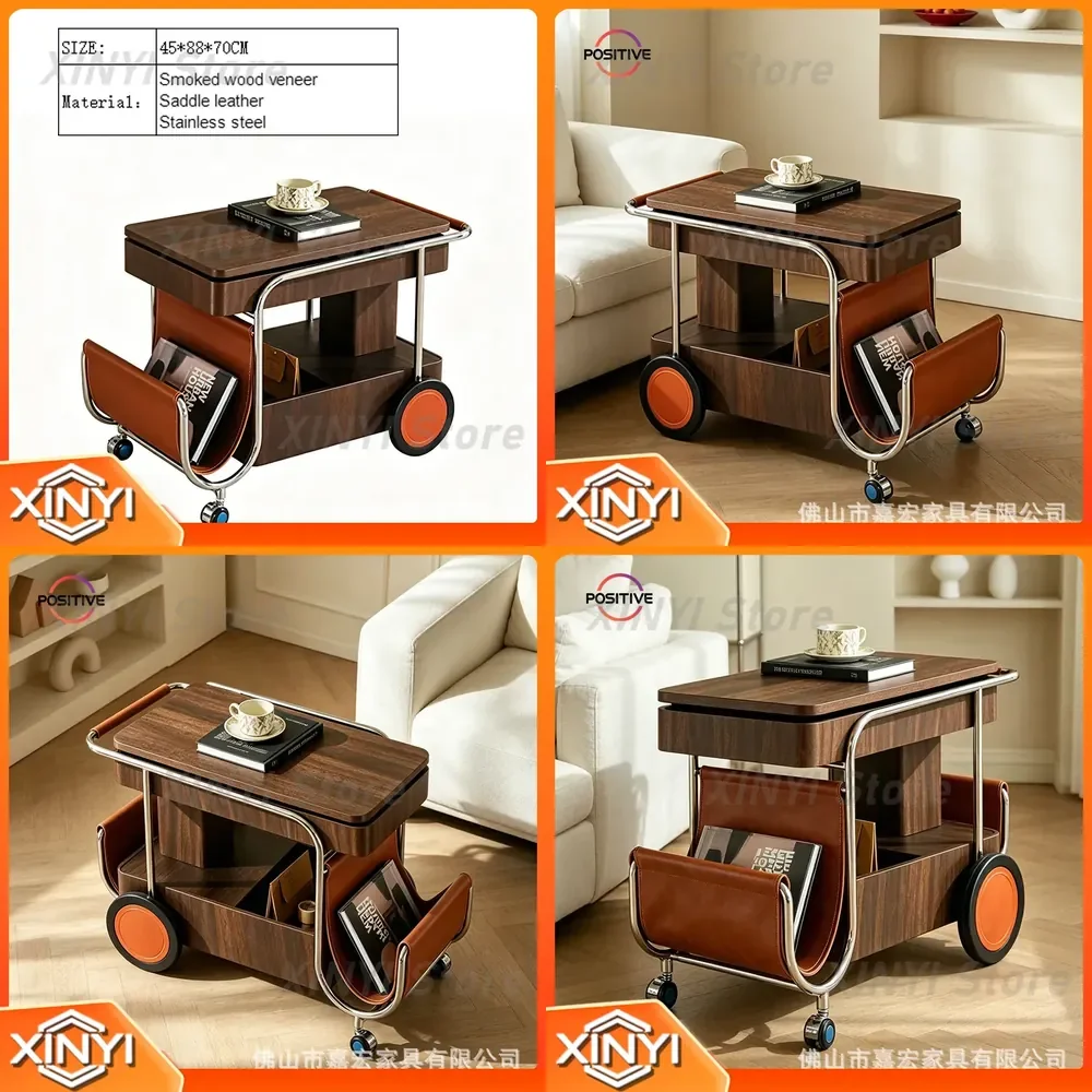 Medieval Style Side Table for Living Room Removable Side Cabinet Retro Small Coffee Table Designer Light Luxury High End
