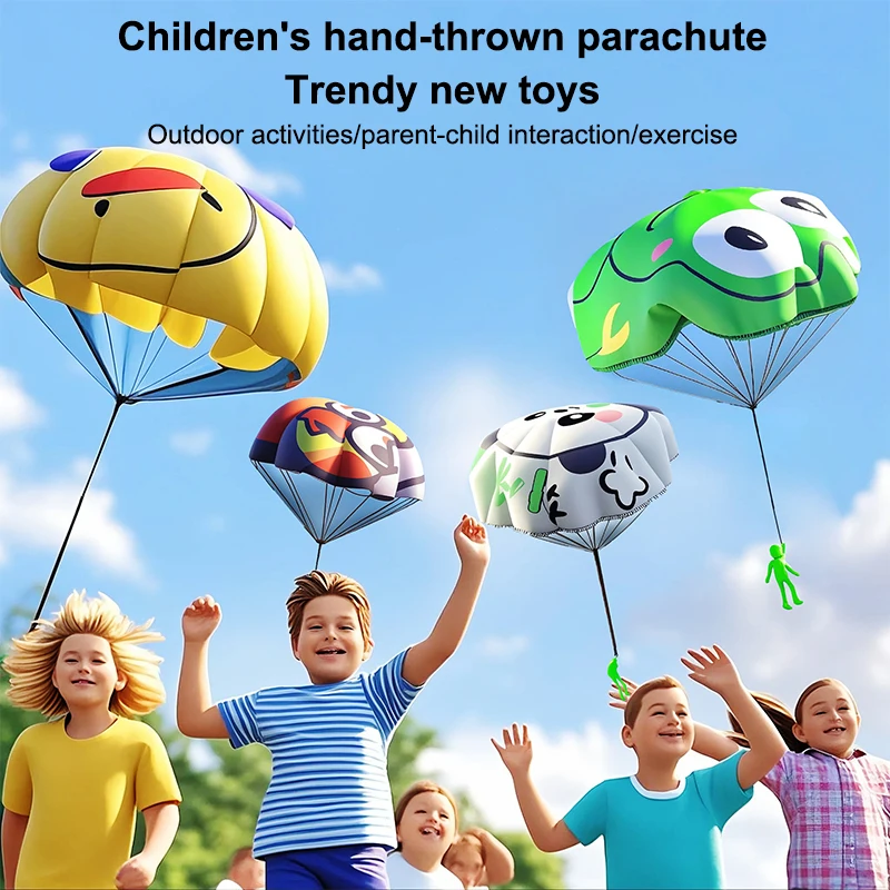 1 pz Lancio A Mano Paracadute Per Bambini All'aperto Giocattoli Divertenti Gioco Gioca Giocattoli Per I Bambini Volare Paracadute Sport Con Mini Soldato Giocattoli