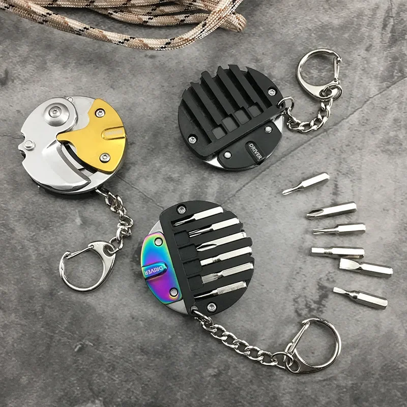 Keychain Screwdriver Multifunctional Hexagon Coin Outdoor EDC Tool Hexagon Folding Coin Knife Pocket Fold Mini coltello Gear Pee