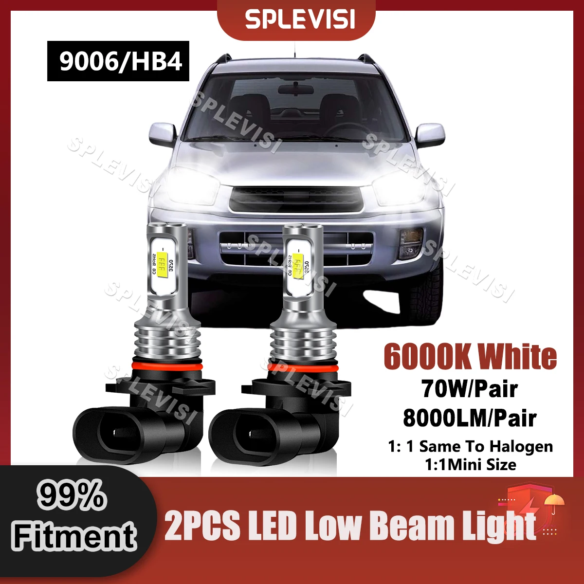 

2x Brightness 9006/HB4 LED Headlight Low Beam 9V-24V CSP Chips Compatible For Toyota RAV 4 2000 2001 2002 2003 2004 2005