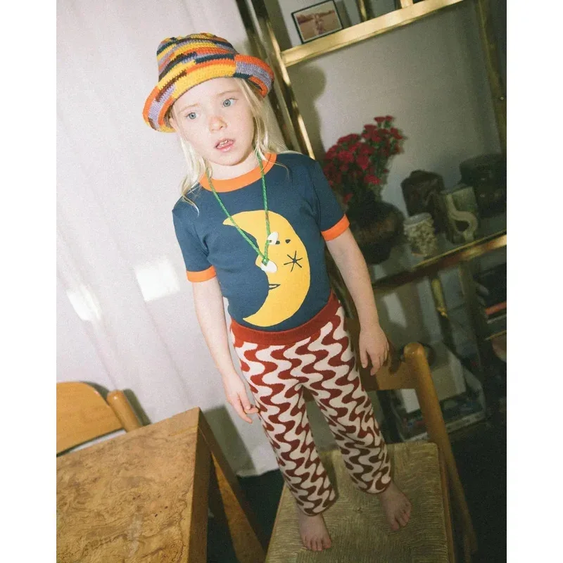 Qq98Camisetas florales para niños, blusa a la moda para niños, camisetas Misha puff, conjunto de traje para bebé y niña, ropa superior para niño 2024