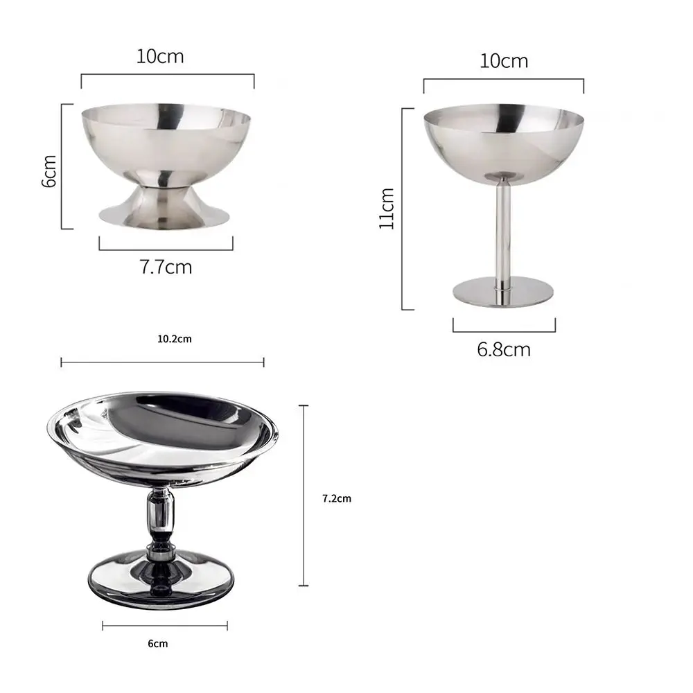 New 304 stainless steel Ice Cream Cup 200ml Anti-rust Dessert Bowl Silver Fruit Snack Goblet