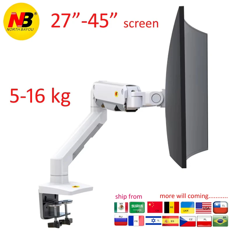 NB G50 Mechanical Spring Arm 27-45 Inch Curved Arc Screen Desktop Monitor Holder 5-16kgs Ultra Wide Monitor Mount with USB Port