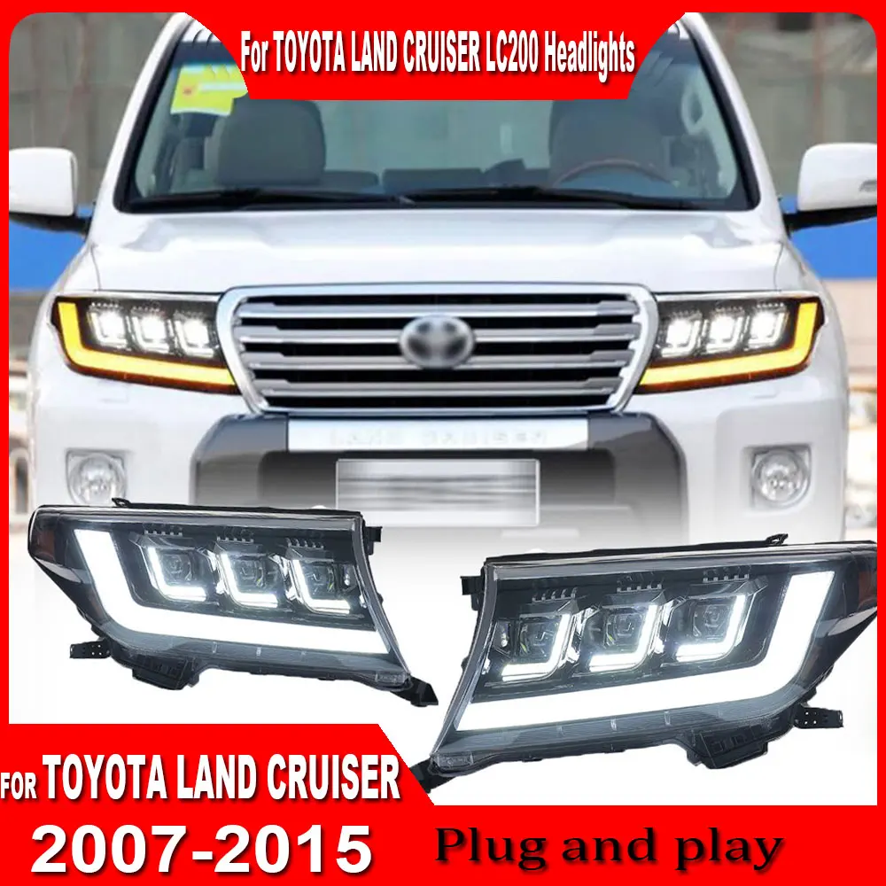 Car For Toyota Land Cruiser 2007 2008 2009 2010 2011-2015 FJ200 LC200 Headlights DRL LED Full LED Fog Lights Head Lamp Animation