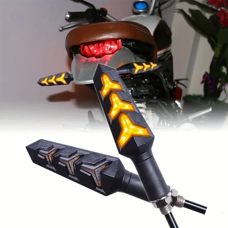 LED Motorcycle Turn Fish bone lamp Turn Signals Flowing Water Flashing Lights Colorful Driving lights Motorbike Indicator Lamp