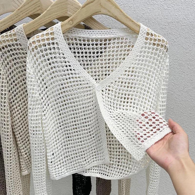 سترة صوفية محبوكة بأكمام طويلة مفتوحة من الأمام للنساء لربيع وصيف ملابس غير رسمية للفتيات المراهقات