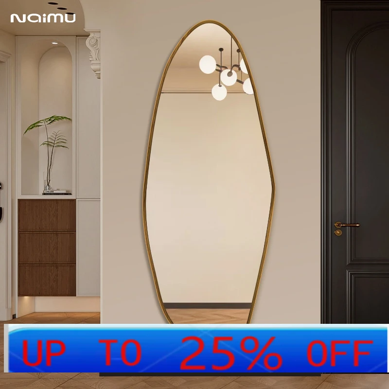 lhh special-shaped full-body mirror hanging on the wall, cloakroom attached to the wall, wabi sandy wind retro home decoration