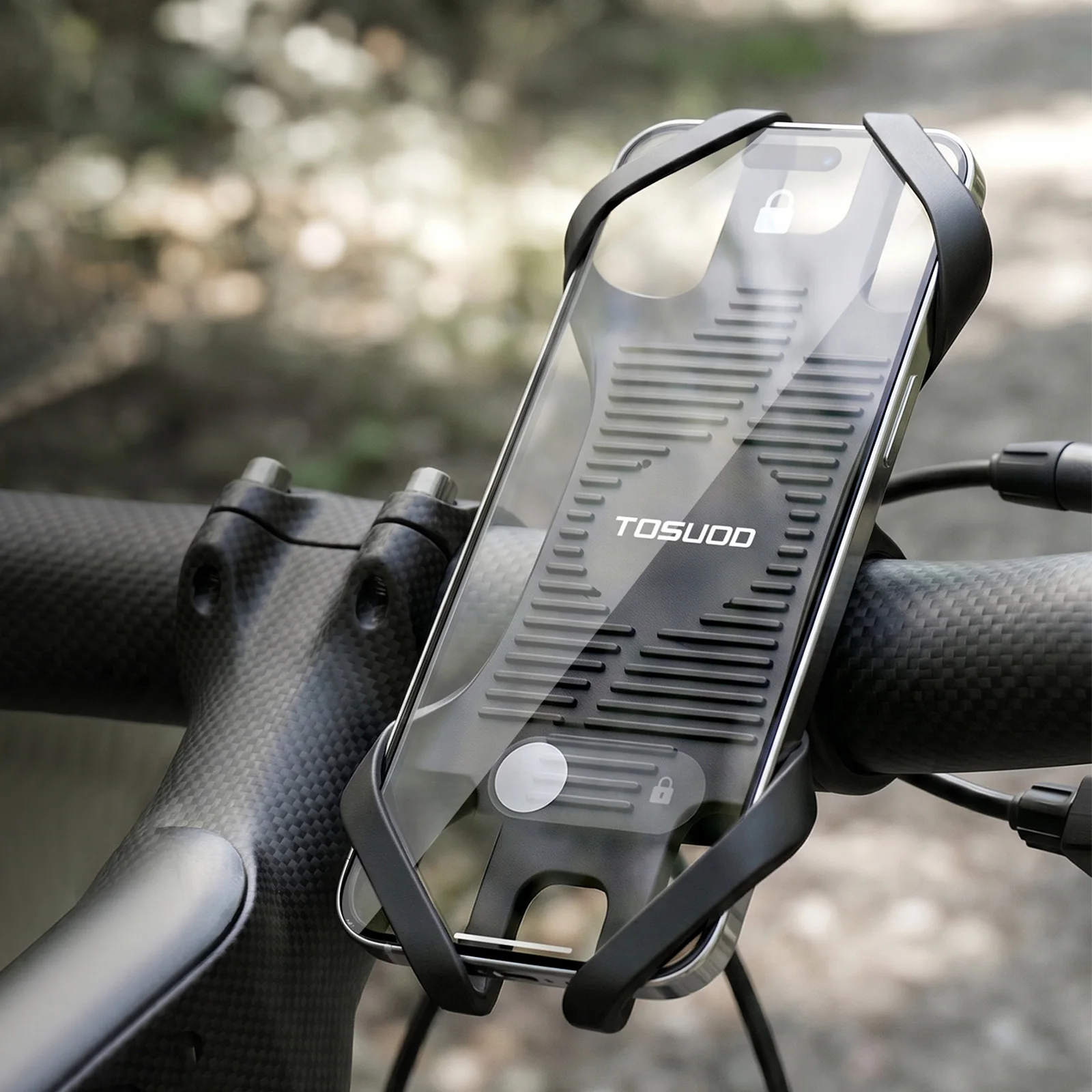 TOSUOD Ultra-Lightweight Shockproof Silicone Bicycle Phone Holder Mountain Bike Riding Stand Shock Absorption Fixed Bracket