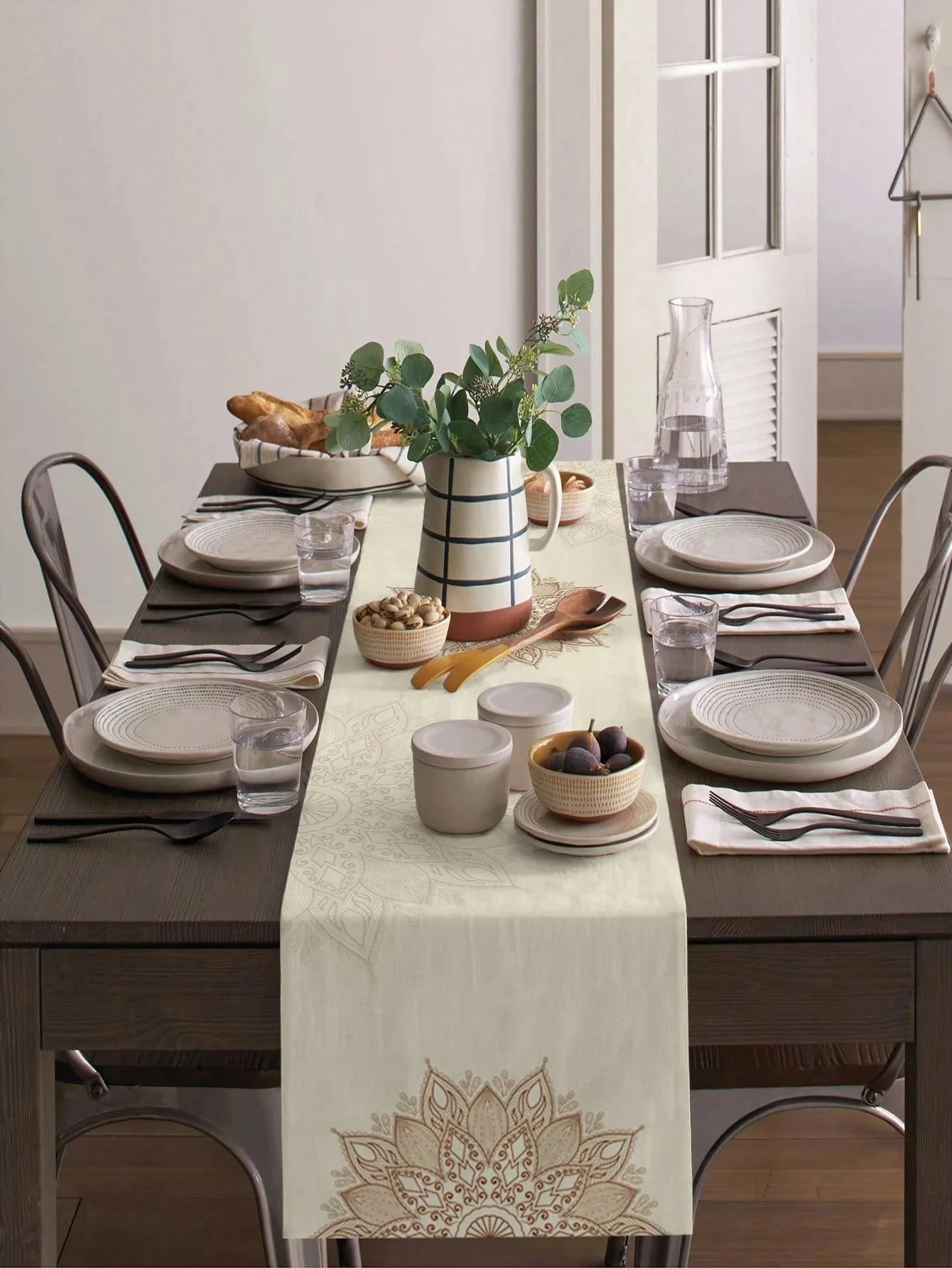 1 Mandala Table Runner Boho Style Floral Pattern Table Decor For Dining Table Kitchen Bohemian Decoration Elegant Design Durable