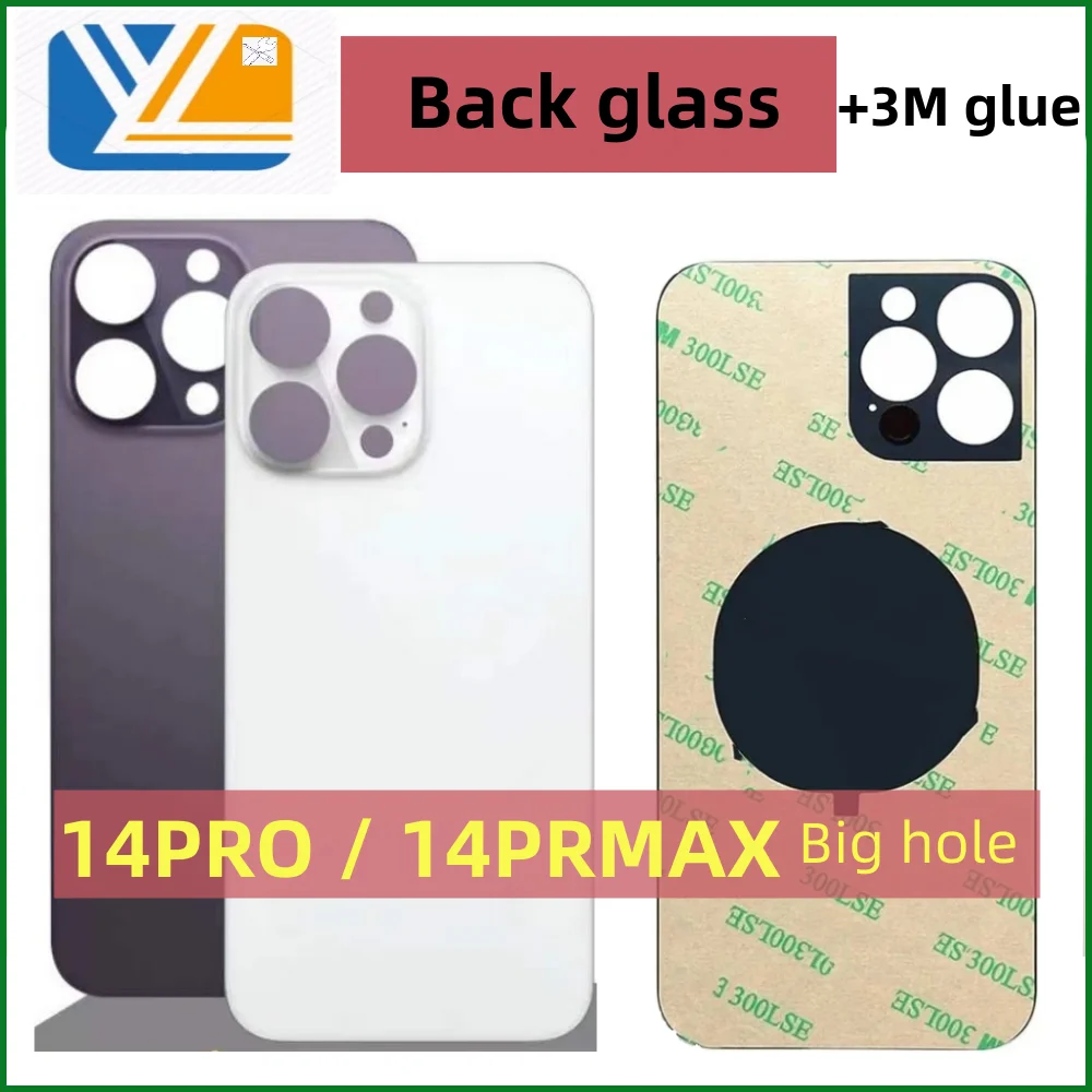 Back Cover+3M Tape For iPhone 14 Pro/14 Pro max Glass Fast Replacement High Quality Housing Battery Cover Big Hole Back Glass