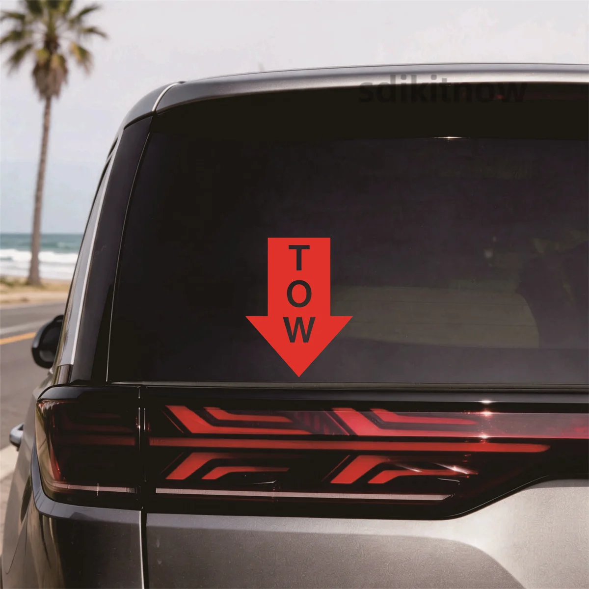 Tow Arrow Warning Text car sticker Waterproof Vinyl Rear Window Trailer JDM Bumper Utility Auto Vehicle Decor Accessory