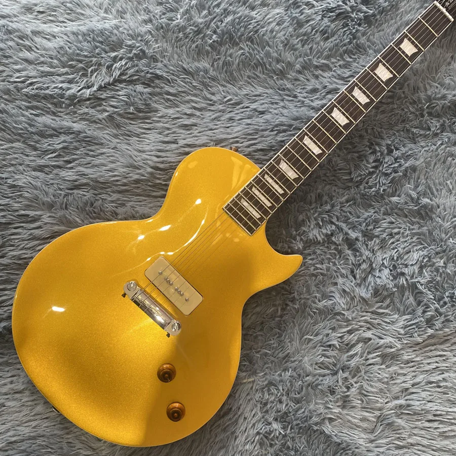 High quality electric guitar, gold finish, rosewood fingerboard, chrome hardware, 1 P90 pickup, free shipping