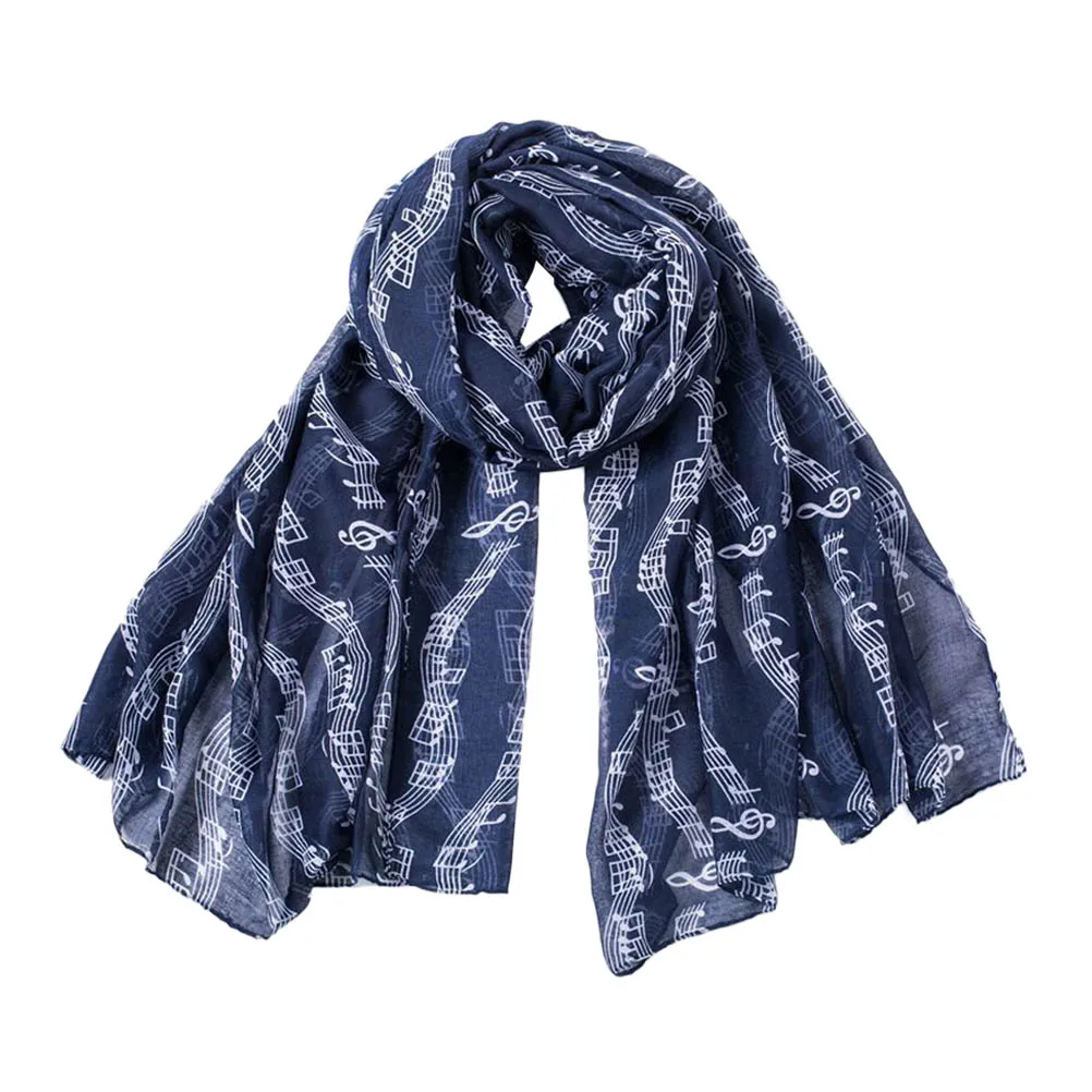 

Elegant Musical Notes Chiffon Scarf Stylish Thin Section Soft Breathable Dark Fashion Shawl