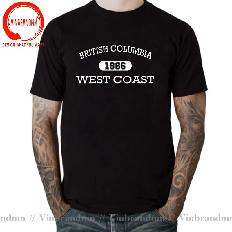 British Columbia 1886 West Coast Letter Print T-Shirt Male Fashion Cotton T-Shirts Hip Hop Oversize Tshirt Casual Goth T-Shirts