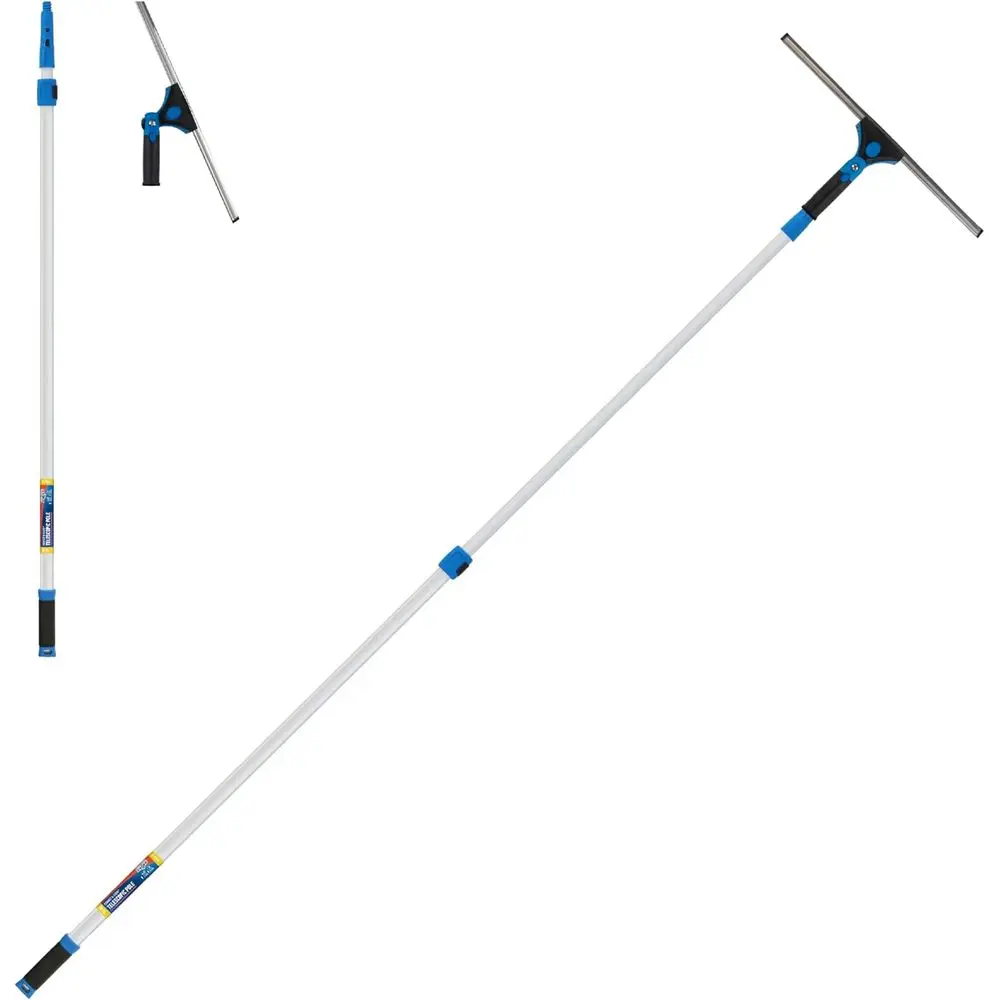 

18 Swivel Window Squeegee with 8' Pole and 180° Rotating Handle for Streak-Free Glass Cleaning