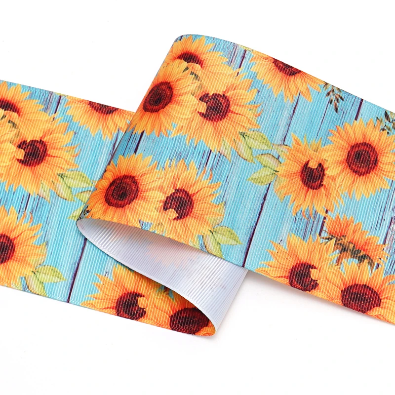 DIY Cartoon Plant Flower Printed Grosgrain Ribbon For Craft Supplies Sewing Accessories 5 Yards. 86373