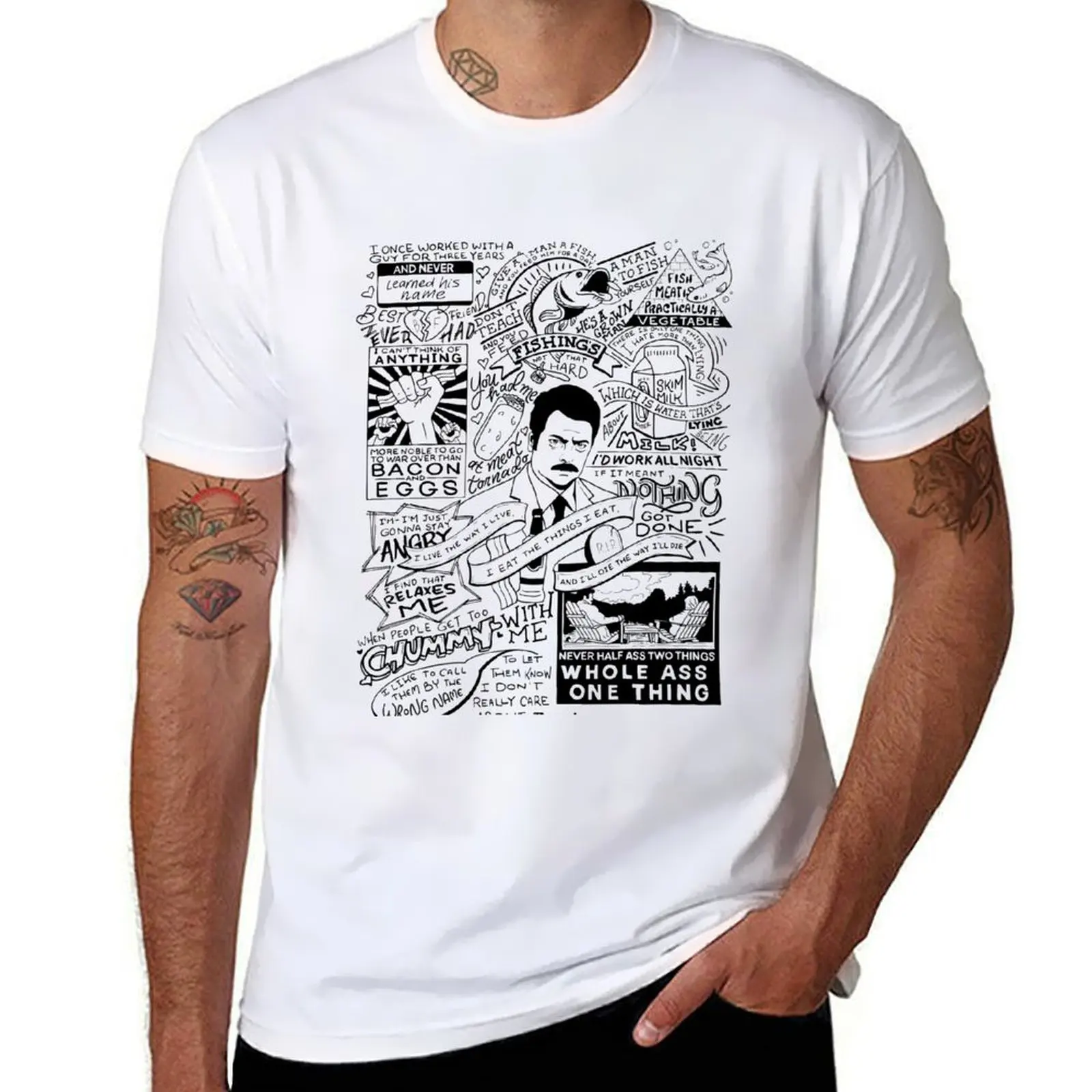 

Ron Swanson Best Quotes T-Shirt cotton t shirts man 100% man t shirt summer T-Shirt