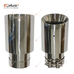 Eplsu Car Stainless Steel Silver Muffler Tip Universal Exhaust Pipe Mufflers bilayer Nozzle bilayer Decoration Bevel End