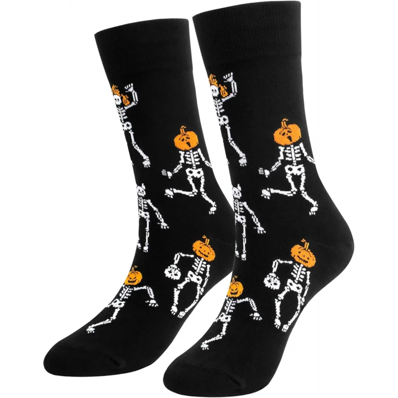 Halloween Gifts for Women Men, Spooky Fuzzy Long Socks, Horror Pumpkin Skeleton