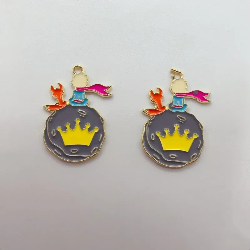 10pcs enamel cartoon Prince fox rose charm for jewelry making and crafting fashion earring pendant bracelet necklace charms