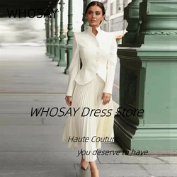 WHOSAY Office Ladies 2 pezzi abiti Prom Party maniche lunghe bottoni abiti da sera pieghe lunghezza caviglia abito da banchetto speciale