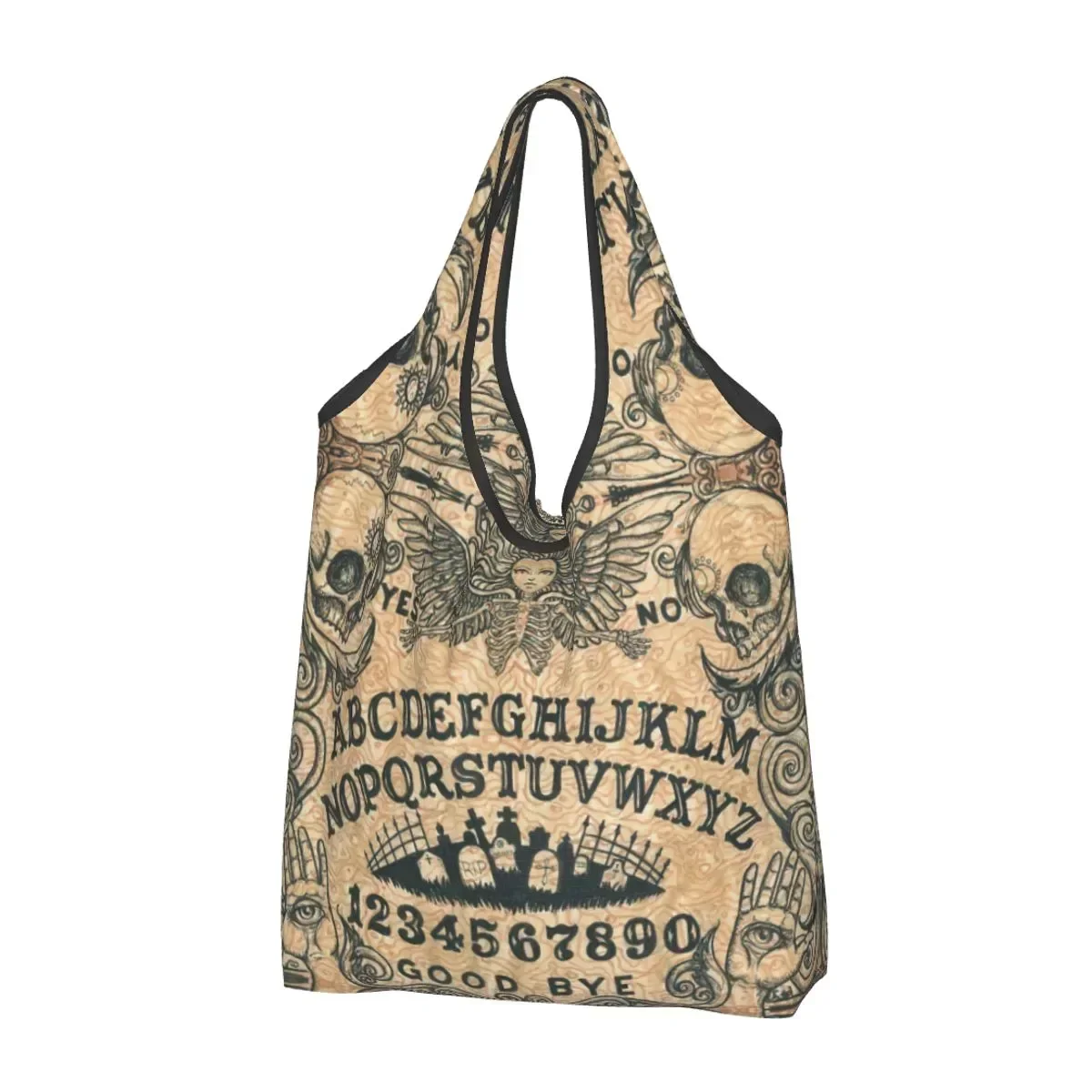 Recycling Halloween Witchcraft Shopping Bag Women Tote  Portable Occult Skull Witch Groceries Shopper s