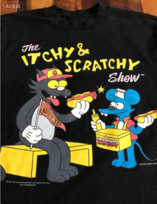 Camiseta The Simpsons-Itchy & Scratchy Show, camiseta unisex, camiseta S-4XL, camiseta de Papá Noel, camiseta gráfica divertida, camiseta retro de dibujos animados