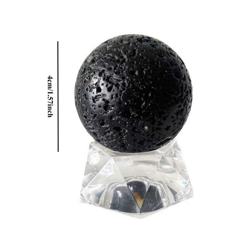 4cm Volcanic Rock Stone Ball Reiki Healing Natural Black Lava Sphere Massage Globe Mineral Gems Specimen Collections Home Decor