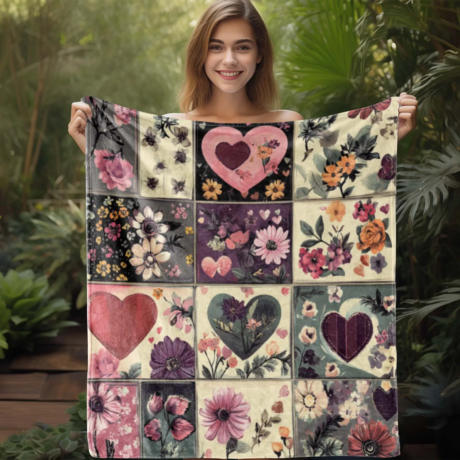 Vintage patchwork geruite bloemen flanellen deken warm gezellig zacht voor slaapbank auto kantoor camping reizen decor