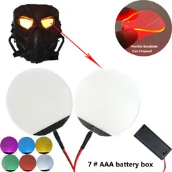 DIY okrągłe elastyczne, giętkie zestawy oczy Led Halloween kask maski Cosplay oko akcesoria oświetleniowe może przycięte 7 # AAA opakowanie na baterie