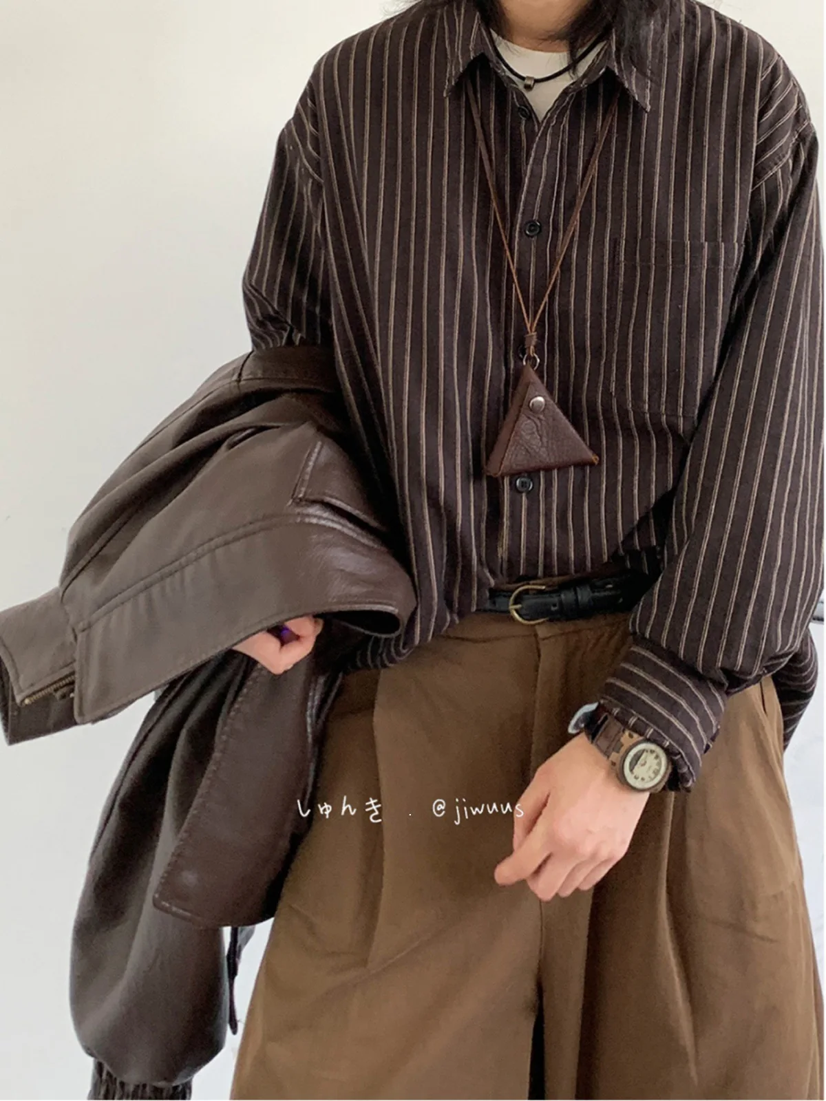 

Весенне-осенняя полосатая клетчатая рубашка с лацканами для мужчин, винтажный стиль, мужские повседневные блузки и рубашки с отложным воротником и длинными рукавами