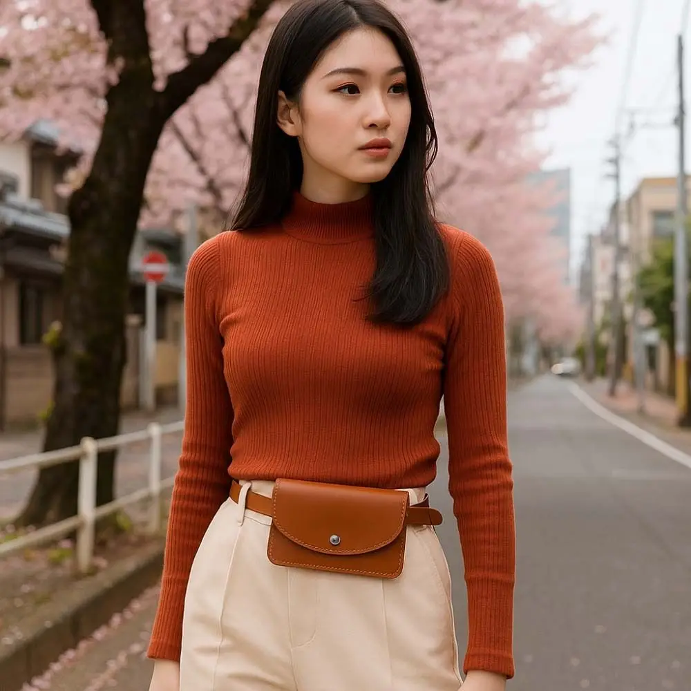 

Simple Detachable Waist Belt With Bag 2 in 1 Flap Waistband Waist Bag Solid Color Fanny Pack PU Leather Coin Purse Storage