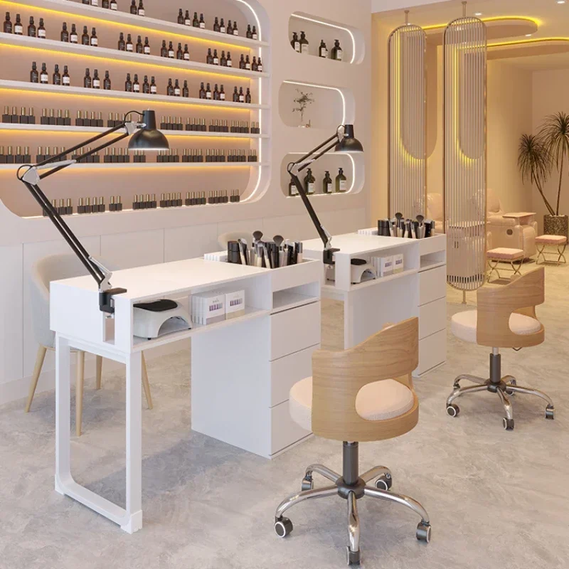 Cassetto in legno Tavoli per unghie moderni Trucco per manicure Tavoli per unghie bianchi professionali Soggiorno Biurko Do Mobili per salone di manicure