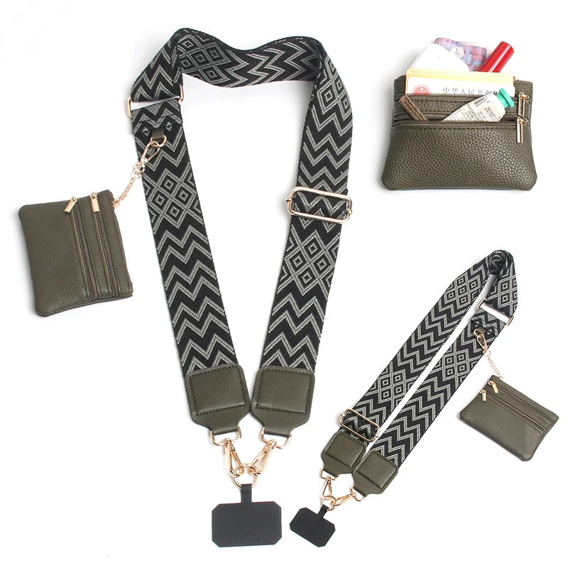 

Crossbody Mobile Phone Lanyard with Universal Gasket Zipper Wallet Adjustable Cell Phone Strap for Women's Bags Earphone Case