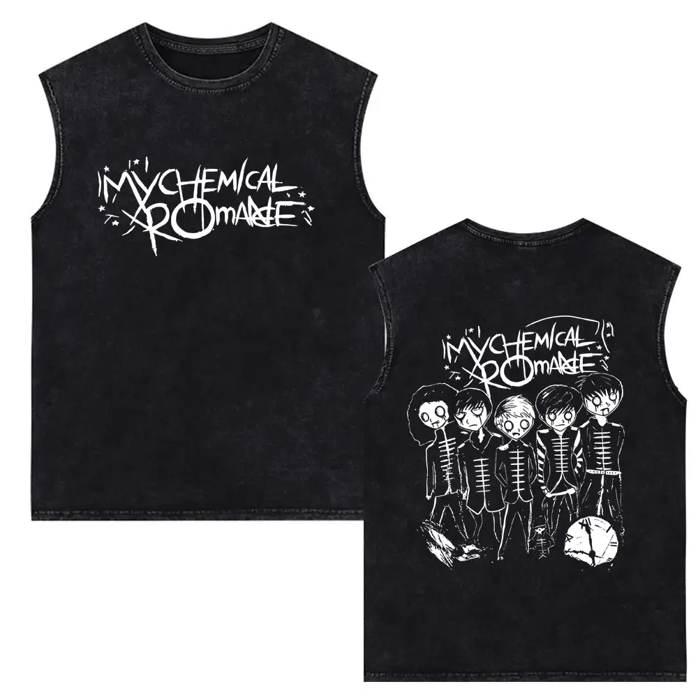 Limited My Chemical Romance Vintage Washed Tank Tops Men Women Retro Punk Emo Rock Band Sleeveless Vest Male Oversized T-shirt