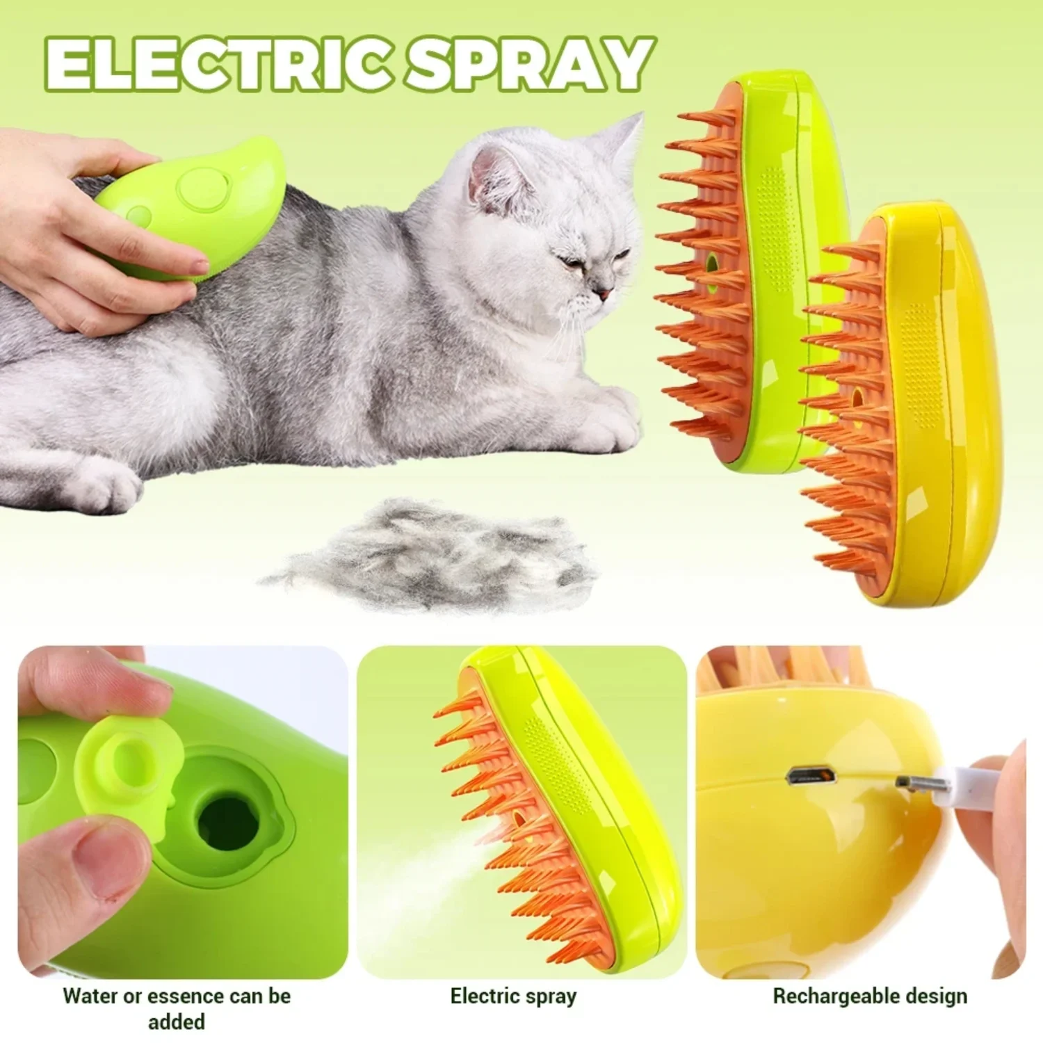 Cat & Dog Grooming Comb with  Spray Water Spray Soft Silicone Depilation Brush Kitten Pet Bath Brush Grooming Supplies