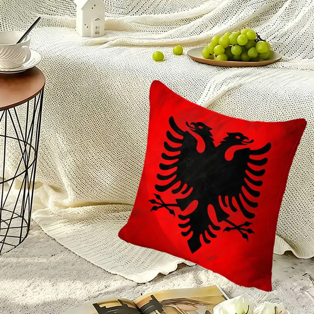 Albanian F-Flag E-Eagle Pillow Case Sofa Living Room for Bedroom Headboard Backrest Cushion Square Nap Time