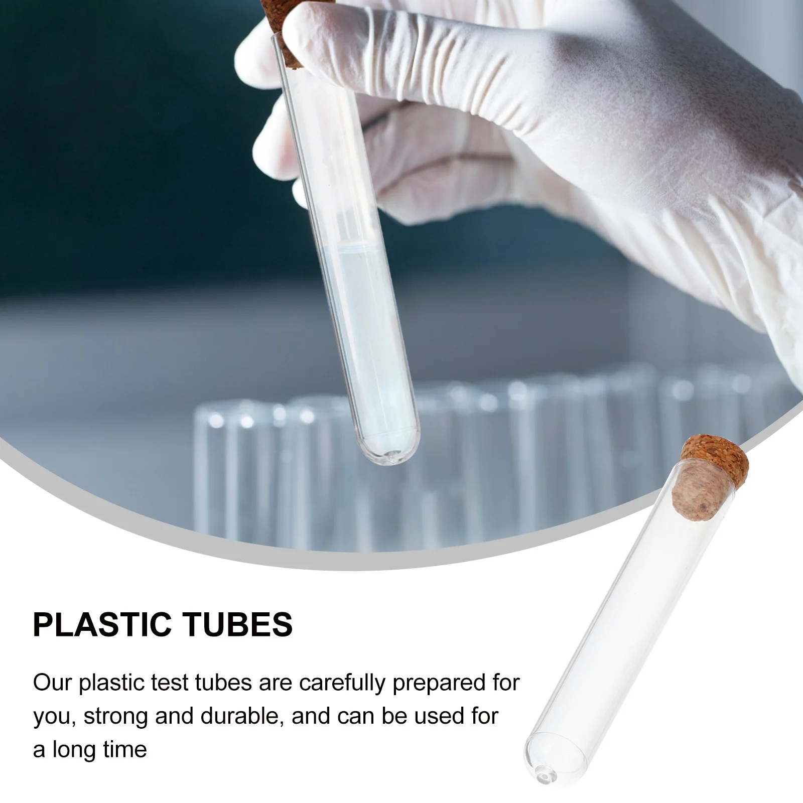 35Pcs Science Test Tubes Set Transparent Plastic Lab Tubes with Natural Corks Moisture Resistant for Educational Experiments