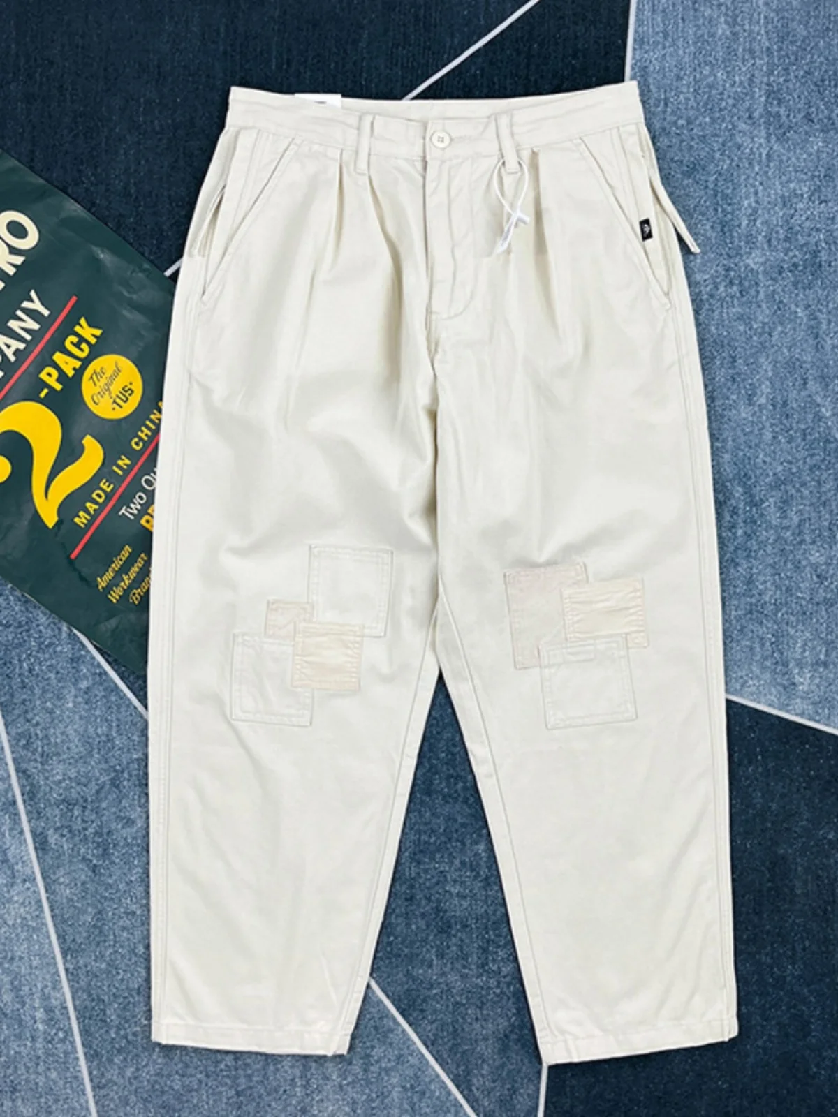 

High-End Patchwork Embroidered Casual Pants Men's Loose Straight Leg Workwear Long Trousers Heavyweight Retro Trend Autumn