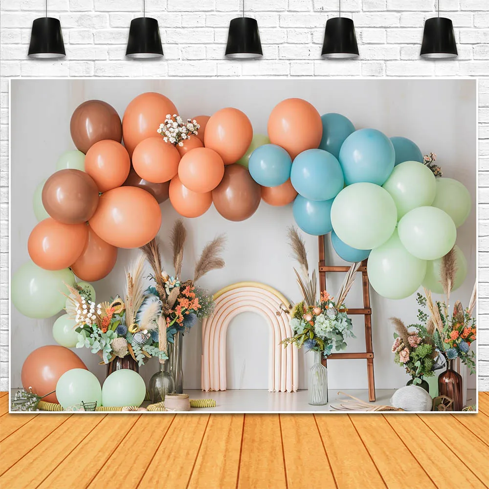 Mocsicka Bohemian Child Background for Photography Baby 1st Birthday Cake Smash Party Decor Pampas Grass Boho Rainbow Backdrops