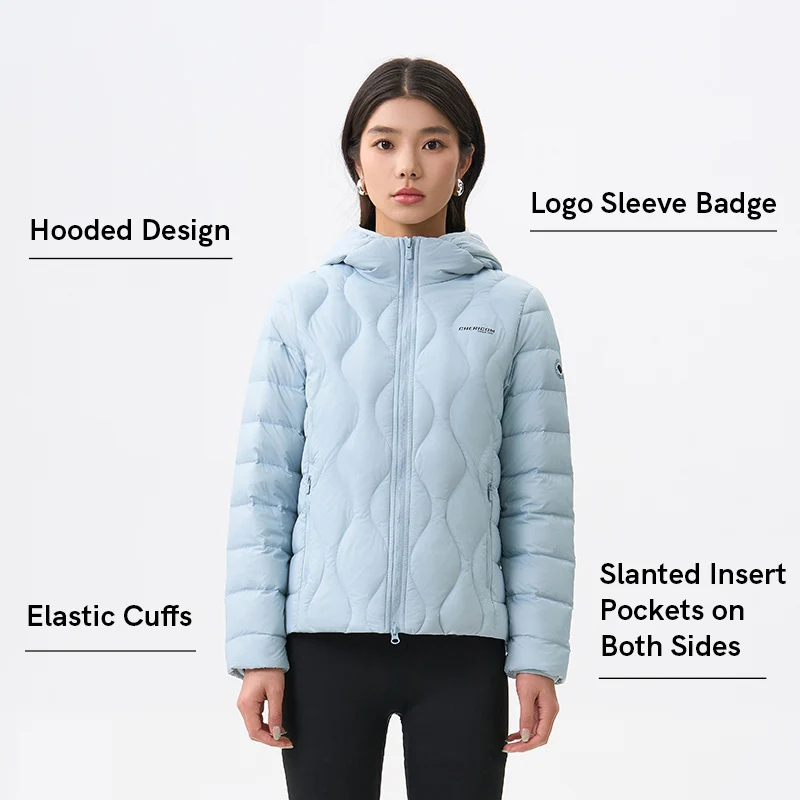 Chericom jaqueta feminina leve com capuz inverno quente puffer casual outerwear à prova de vento demi-temporada casaco sólido y309005y