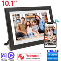 Frameo 32GB Memory 10.1 Inch Smart Digital Picture Frame Wood WiFi IPS HD 1080P Electronic Digital Photo Frame Touch Screen