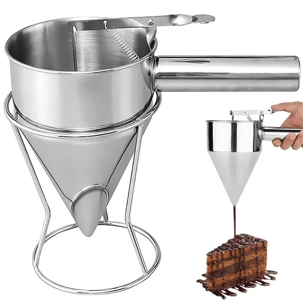 Piston Funnel Cake Batter Dispensers Effortless Takoyaki and Cake Tool Stainless Steel Pancakes Waffles Takoyaki DIY Baking Tool