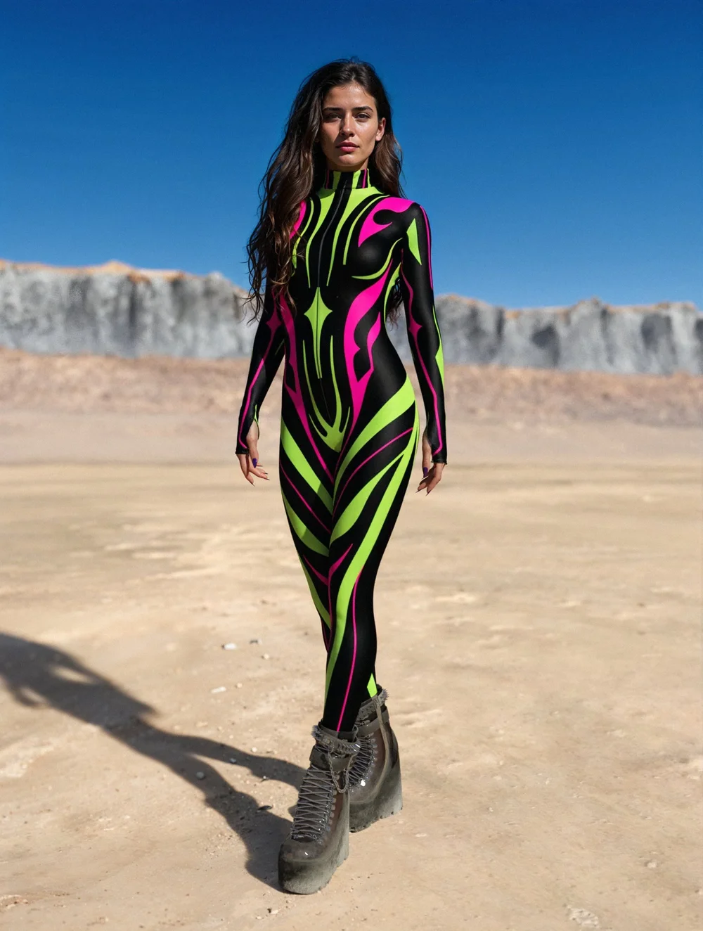 3D Art Digital Print Colorful Hybrid Cyber Jumpsuit Adult Cosplay Punk Bodysuit Halloween Carnival Party Women Cycling Catsuit