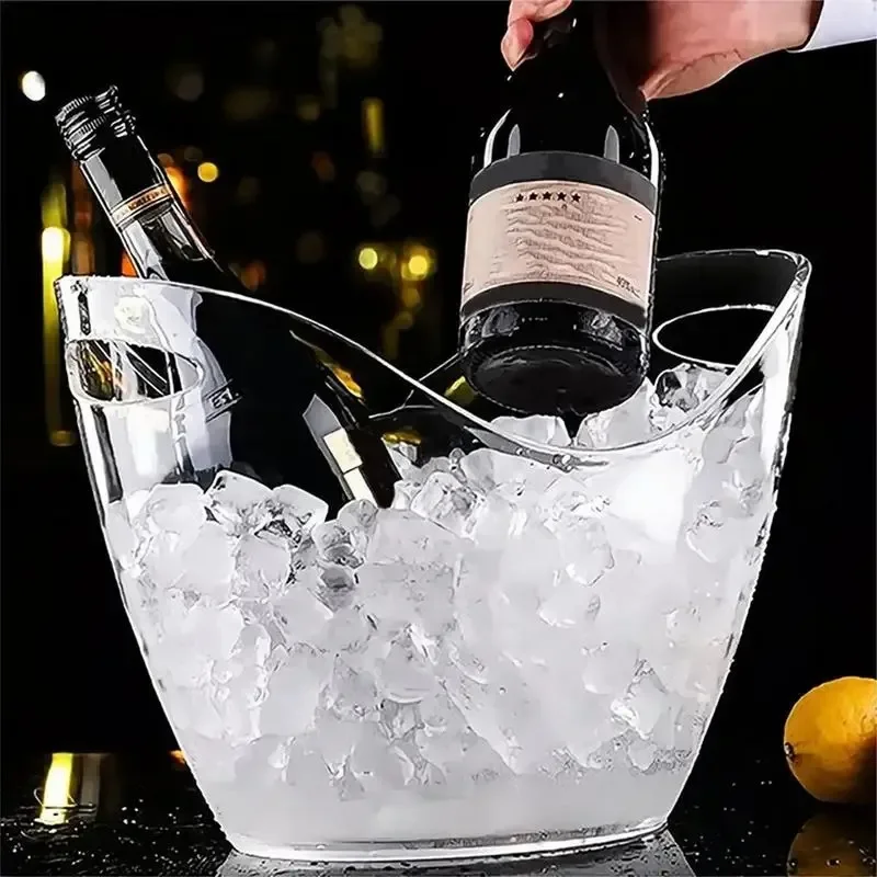 4L Klarer Eiskübel Getränkekühler mit Griff Großer Eiskübel für Wein Champagner Bar-Zubehör für Familie Wein-Bier-Kühler