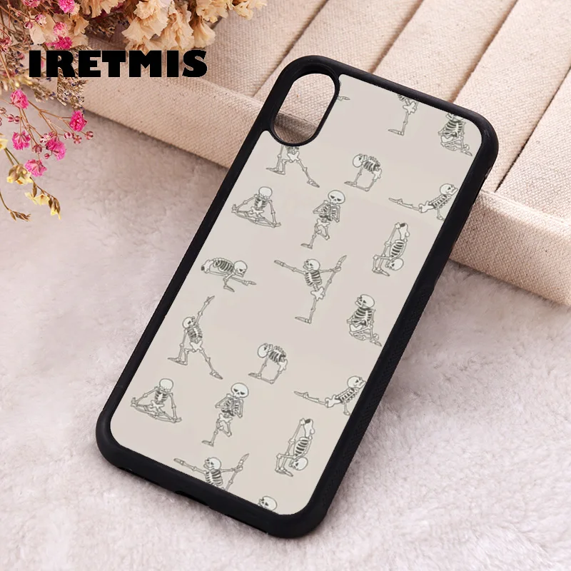 Iretmis Phone Cover Case For iPhone X XS Max XR 11 12 13 PRO MINI 14 15 16 Plus Rubber Silicone TPU Skeleton Yoga