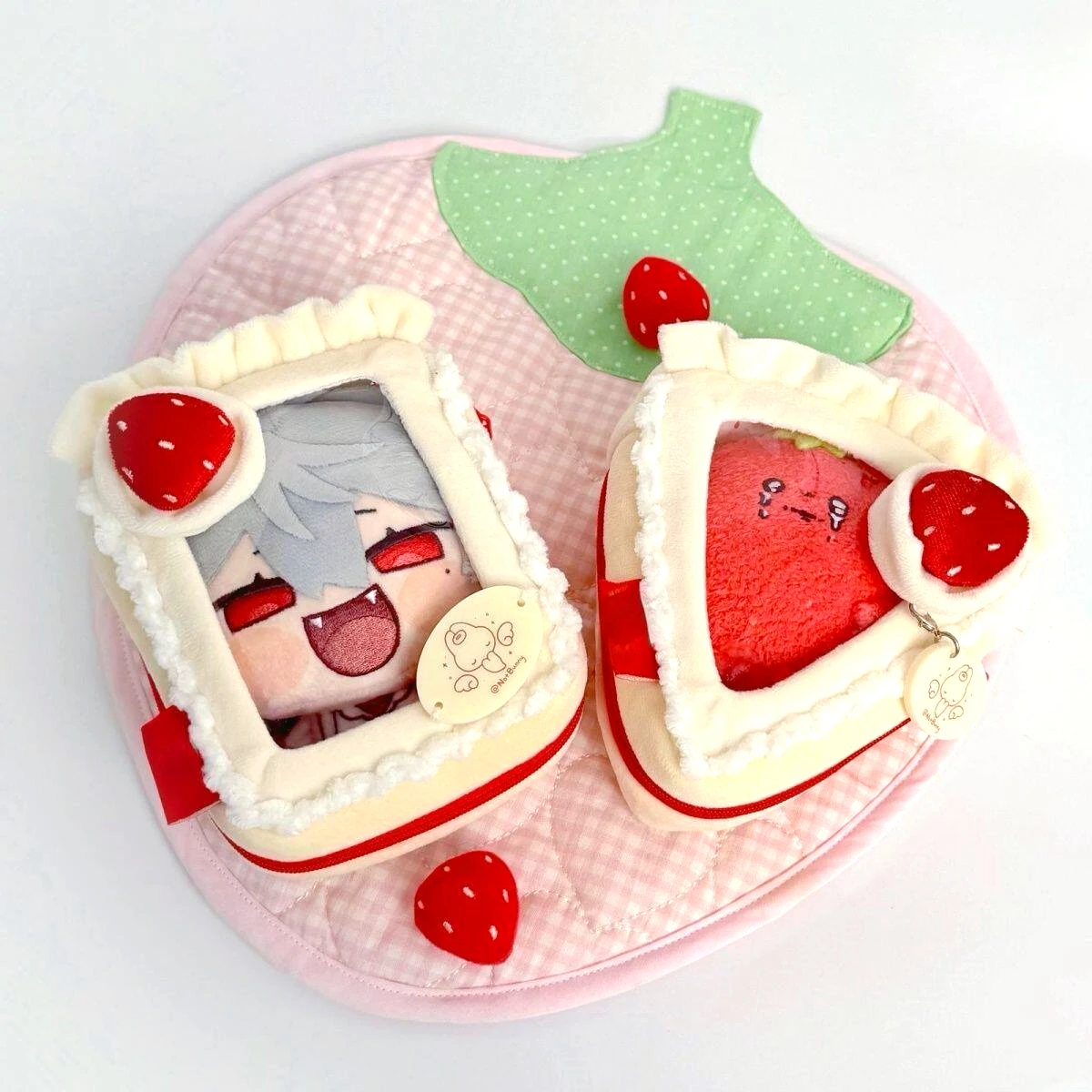 Sac de présentation 10 cm pour gâteau triangulaire, pochette de rangement mignonne avec fenêtre transparente et breloque porte-clés pour décorations de merchandising Anime Kpop