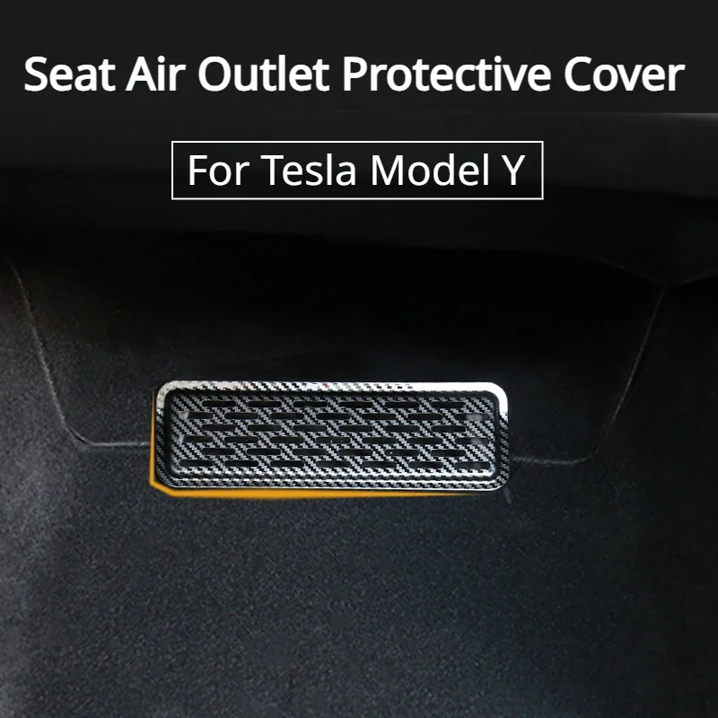 For Tesla Model Y Air Vent Anti-Blocking Dust Cover Anti-blocking Stainless Steel Decorative Plate Car Outlet Covers Under Seat